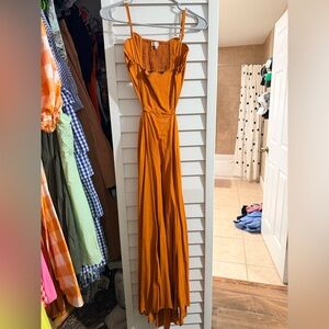 Moon River Spaghetti Strap Orange Maxi Dress